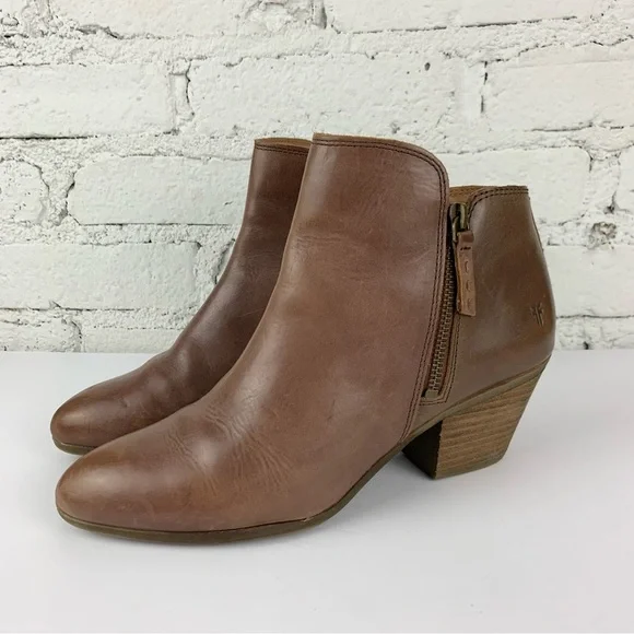 Frye Judith Double Zip Stacked Heel Ankle Bootie 9.5 - Picture 5 of 10